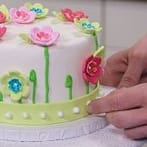 finishing touches on a cake