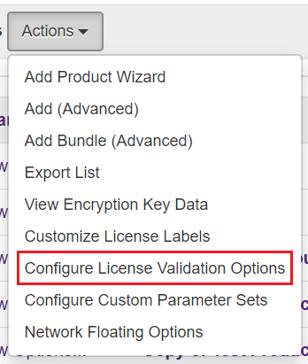 Configure License Validation Options