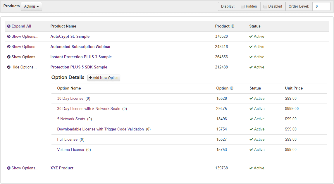 solo-product-catalog Product Catalog where licenses are generated from