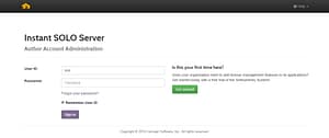 Instant SOLO Server new login interface