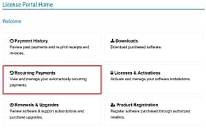 Recurring Payments Customer License Portal