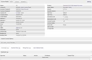 License Details page