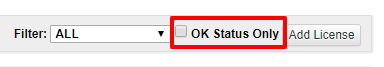 Customer details page filters the licenses with ok status