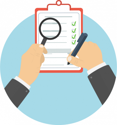 evaluation-hands-clipboard-magnifying-glass-circle