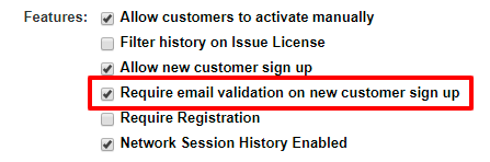 Email validation checkbox feature setup for new signups
