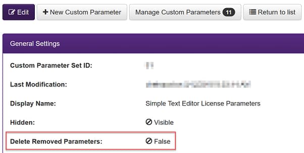 delete removed parameters Delete Removed Parameters