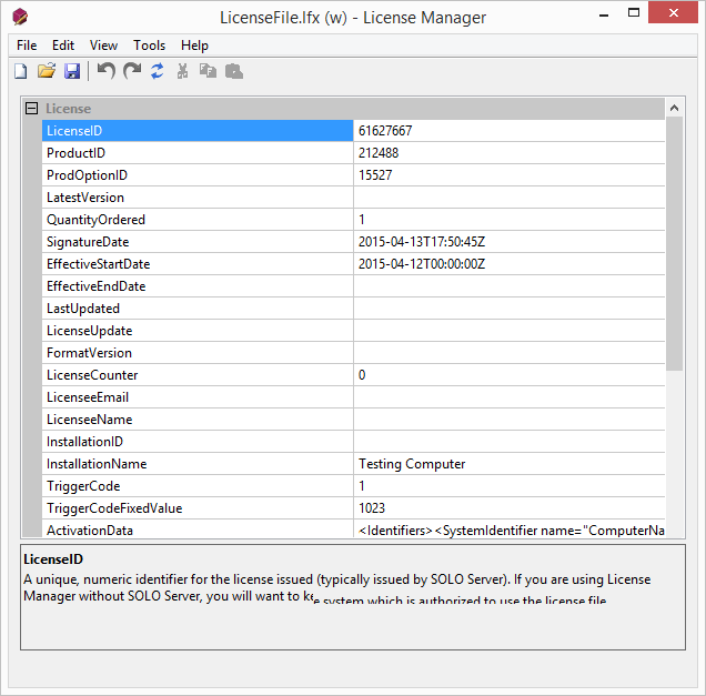 licmgr-interface-windows License Manager Interface