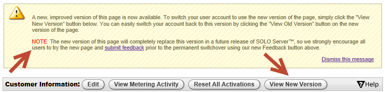 Old vs New Version Toggle Message