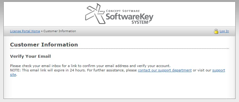 Email validation confirmation message for new signups