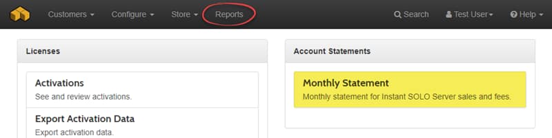SOLO Server Reports Monthly Statement