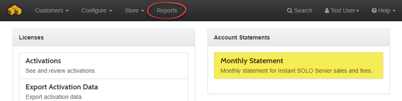 SOLO Server Reports Monthly Statement
